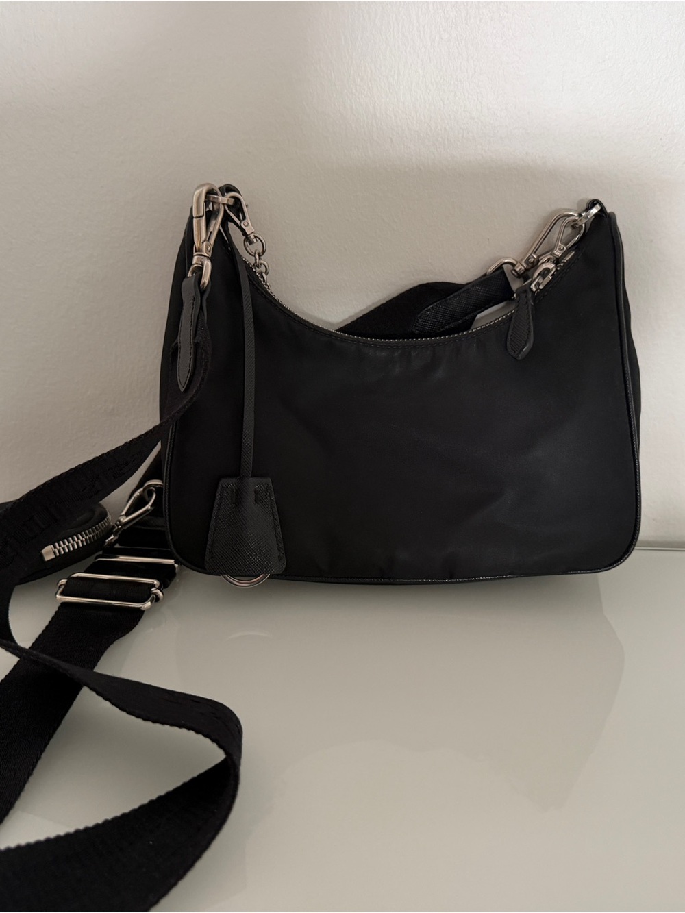 Prada Black Leather Crossbody with Silver-Tone Chain - Picture 2 of 6
